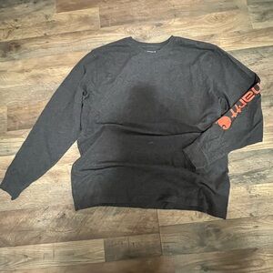 Carhartt Charcoal Long Sleeve Shirt with Orange Sleeve Logo
